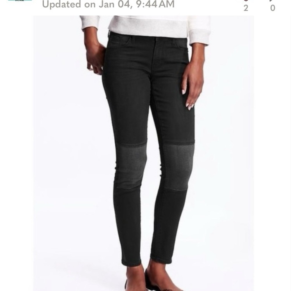 Old Navy Rockstar Jeans Black w Grey Knee Detail